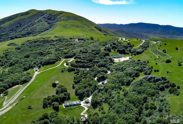 aerial view with a mountain view