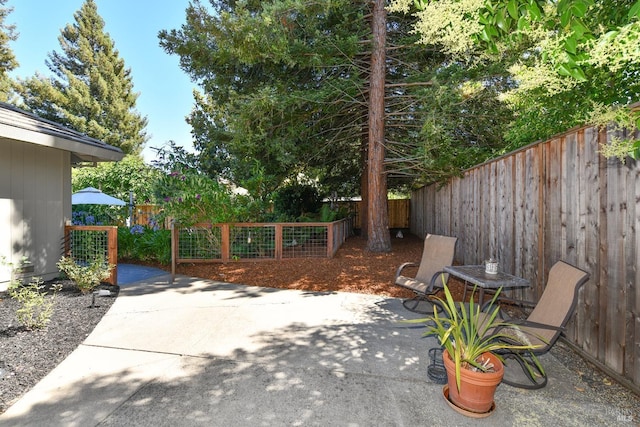 view of patio featuring a fenced backyard