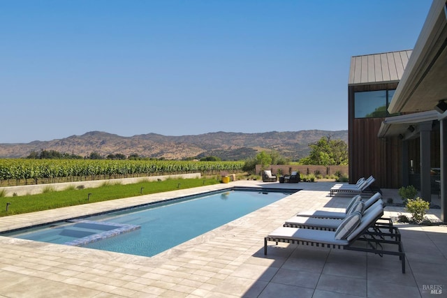 1212 Oak Knoll Ave, Napa, CA 94558 - view of pool featuring a mountain view, a patio, and a pool with connected hot tub
