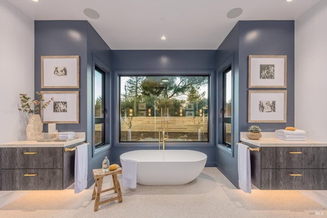 1212 Oak Knoll Ave, Napa, CA 94558 - full bath featuring a soaking tub, recessed lighting, and vanity