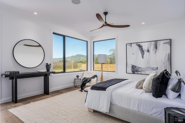 1212 Oak Knoll Ave, Napa, CA 94558 - bedroom featuring wood finished floors, baseboards, recessed lighting, and ceiling fan