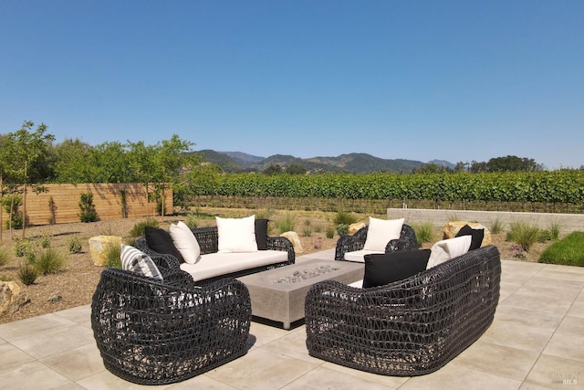 1212 Oak Knoll Ave, Napa, CA 94558 - view of patio with agricultural area, an outdoor living space, and a view of countryside