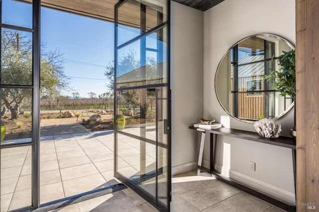 1212 Oak Knoll Ave, Napa, CA 94558 - doorway featuring tile patterned flooring, baseboards, and expansive windows