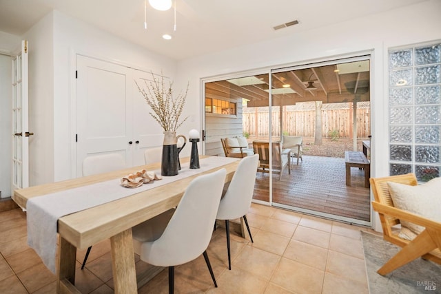 view of tiled dining room