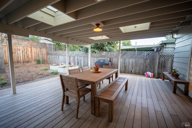 deck with a grill