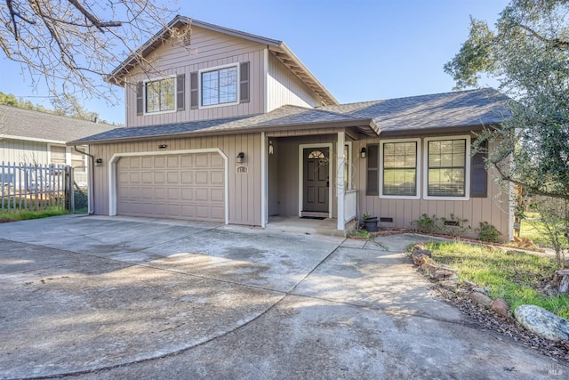 view of front of house with a garage