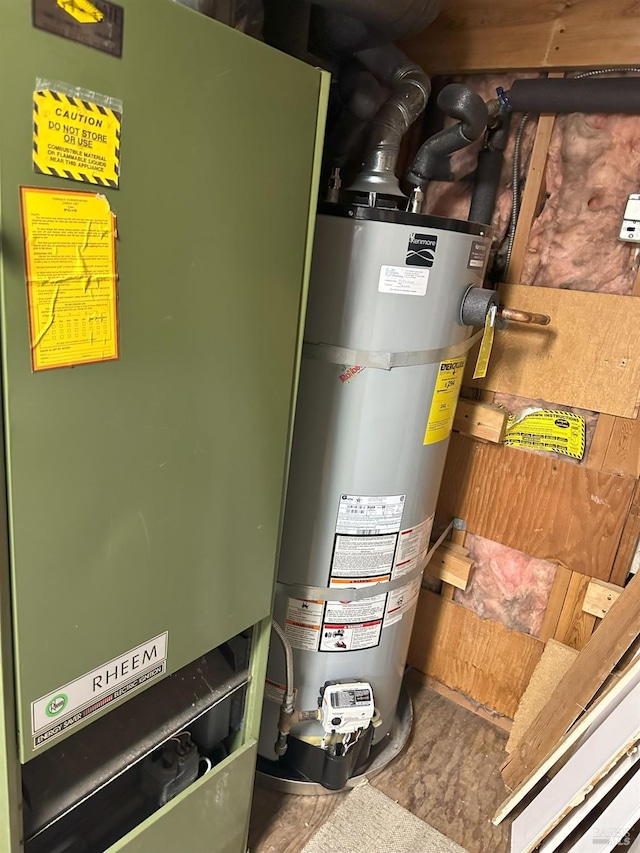 utilities with gas water heater and water heater