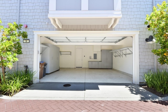 garage with electric panel