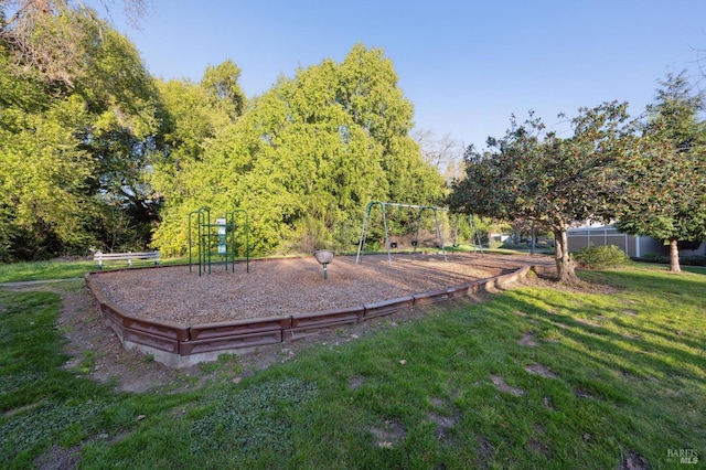 view of yard featuring a playground