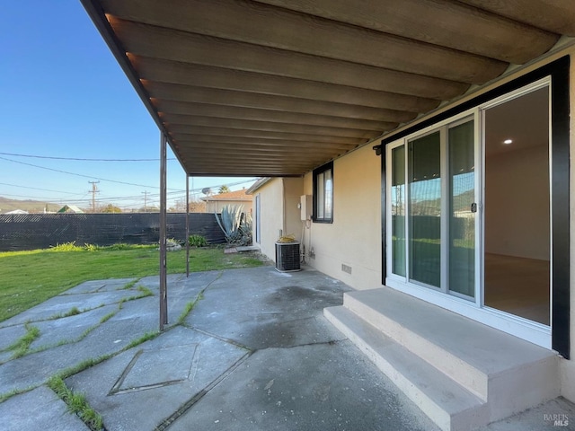 view of patio / terrace with central air condition unit