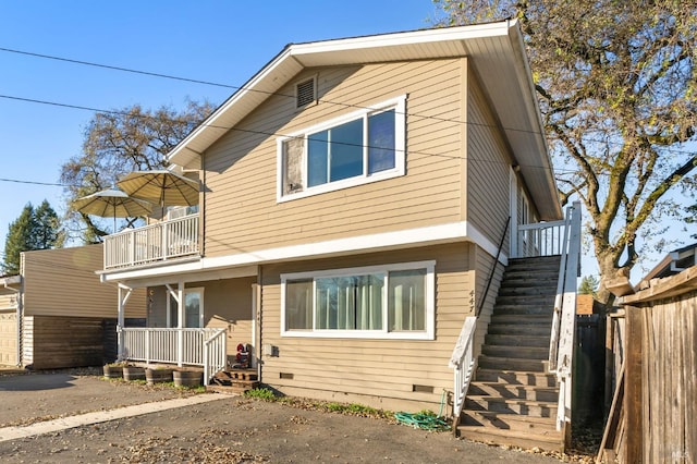 exterior space with a balcony