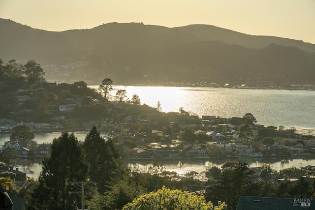 view of mountain feature with a water view