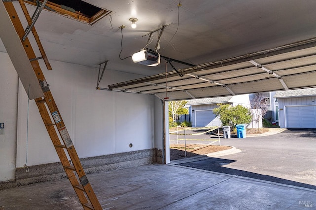 garage with a garage door opener