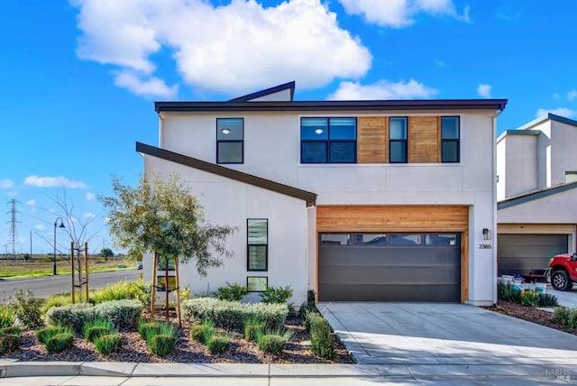 contemporary home featuring a garage