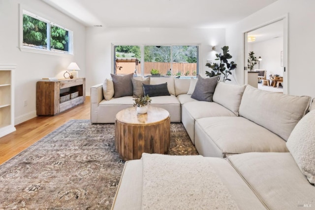 living room with hardwood / wood-style flooring