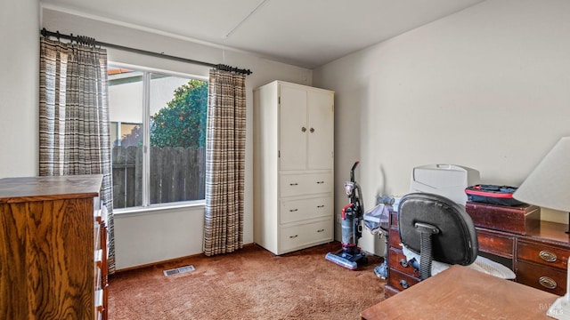 home office with carpet floors