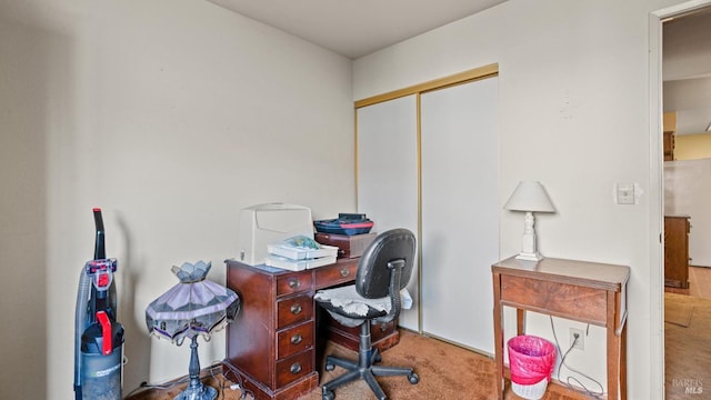 view of carpeted home office