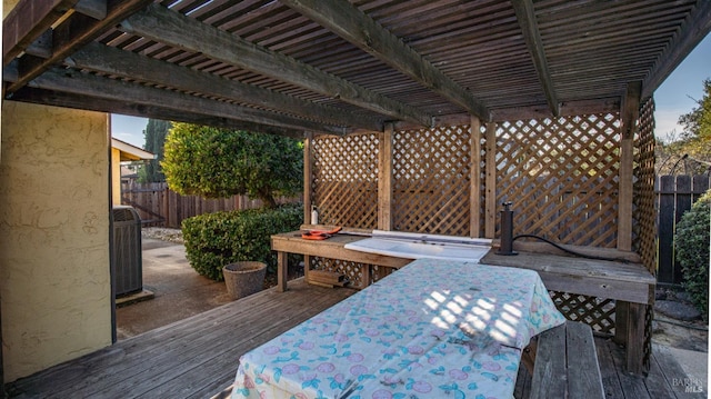 wooden deck with a pergola