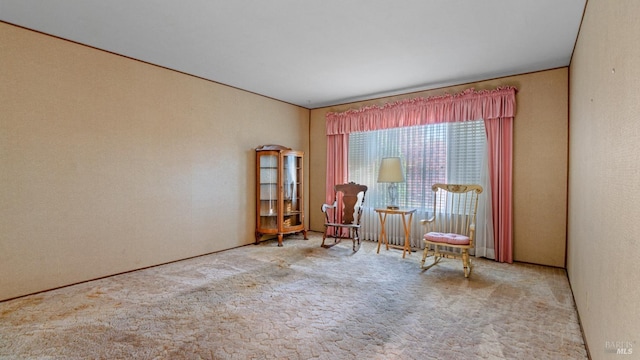 unfurnished room with light colored carpet