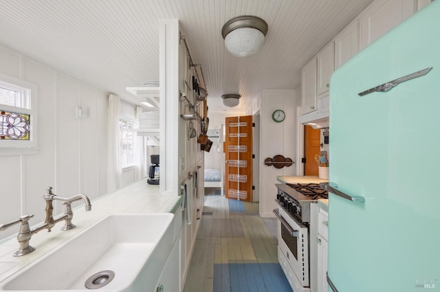 bathroom with wood-type flooring and sink