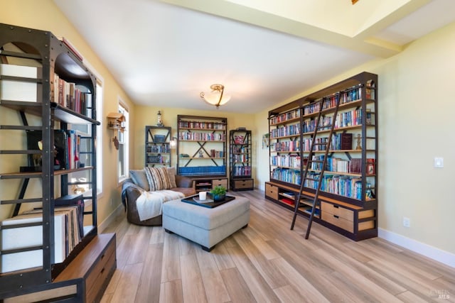 living area with light wood-type flooring