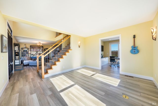 living room with hardwood / wood-style floors