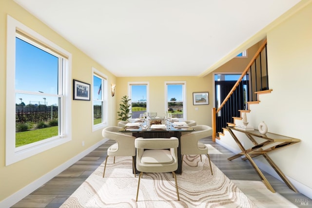 dining room with hardwood / wood-style flooring