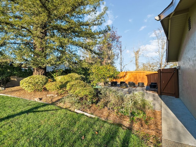 view of yard with fence and a gate