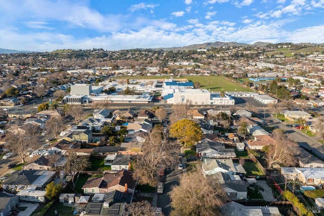 bird's eye view with a mountain view