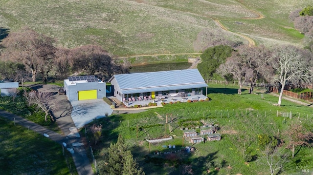 drone / aerial view with a rural view