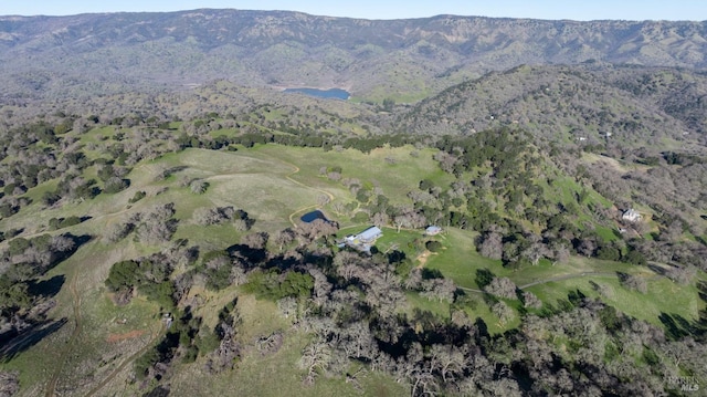 drone / aerial view with a mountain view