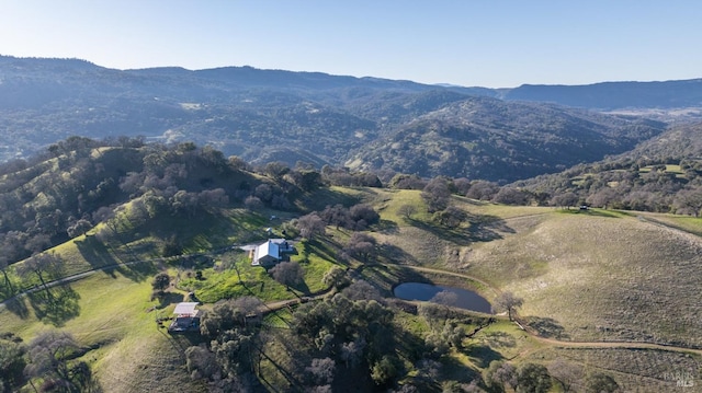 birds eye view of property with a mountain view