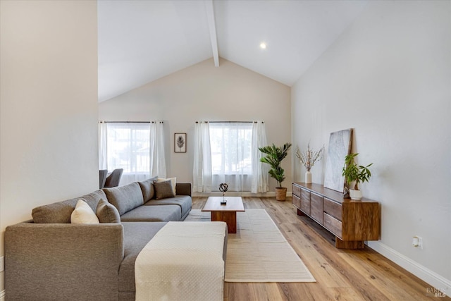 1779 Monarch Dr, Napa, CA 94558 - living room with high vaulted ceiling, beam ceiling, and light hardwood / wood-style floors