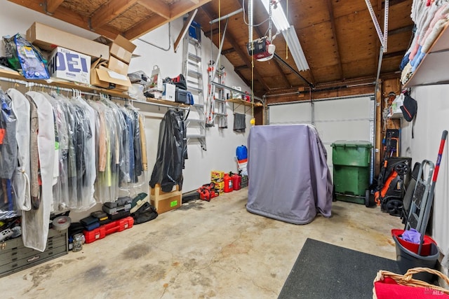 garage with a garage door opener