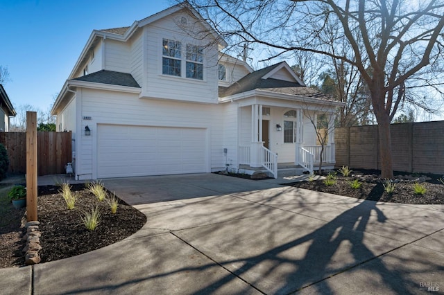 view of front of house with a garage