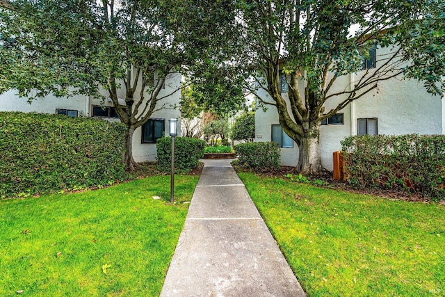 view of home's community with a lawn