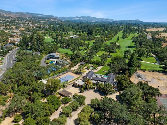 aerial view with a mountain view