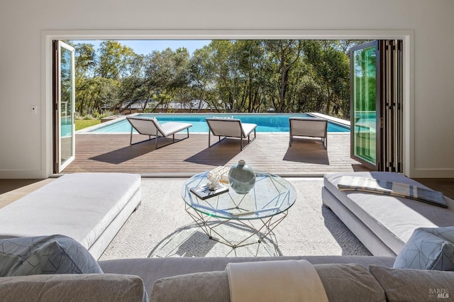 view of swimming pool featuring an outdoor hangout area