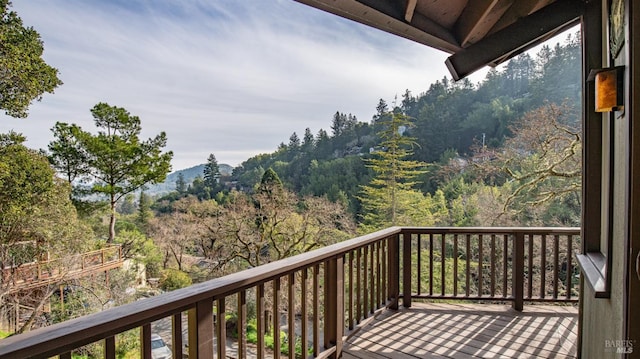 deck with a forest view