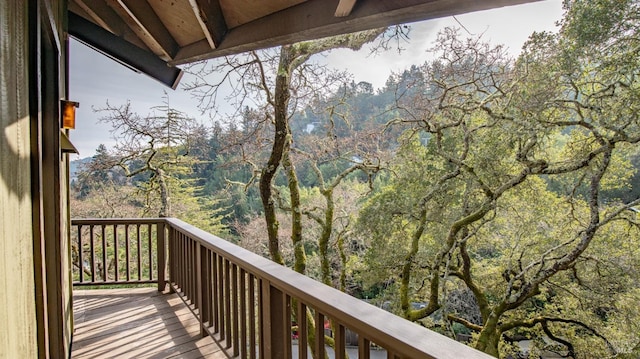 balcony with a view of trees