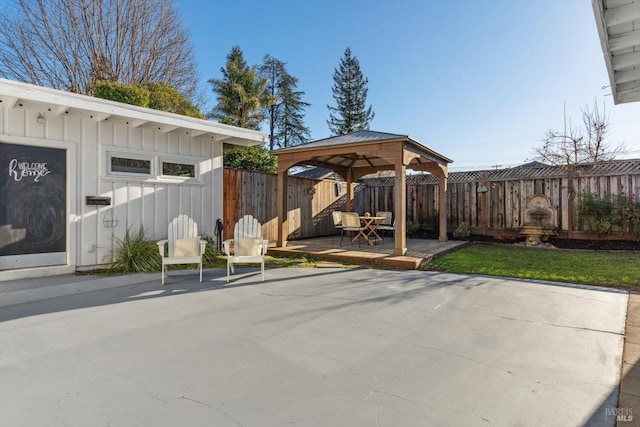 view of patio featuring a gazebo