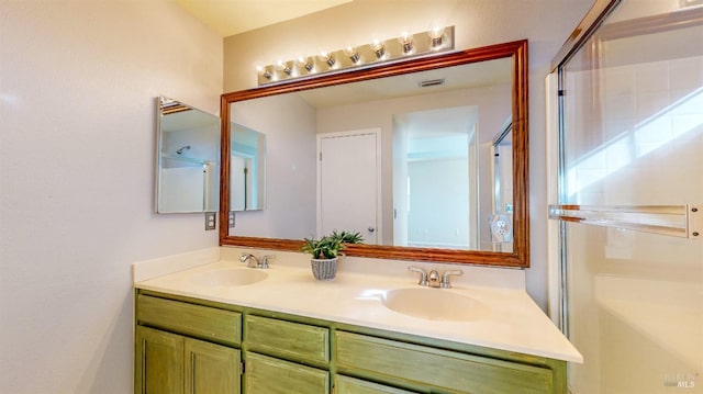 bathroom with vanity and walk in shower