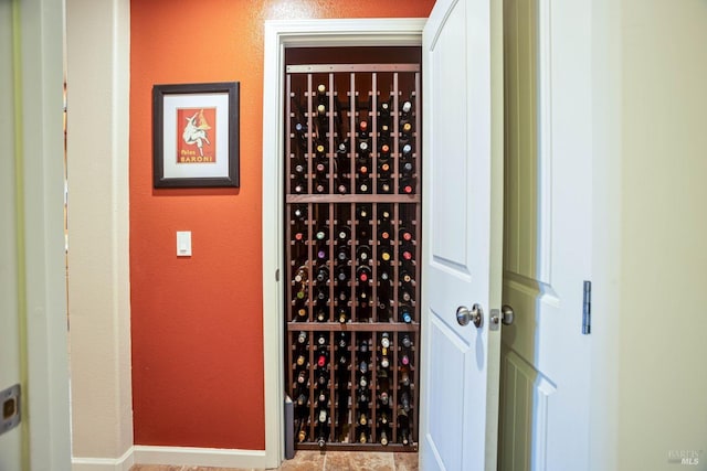 view of wine cellar