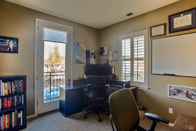 view of carpeted office