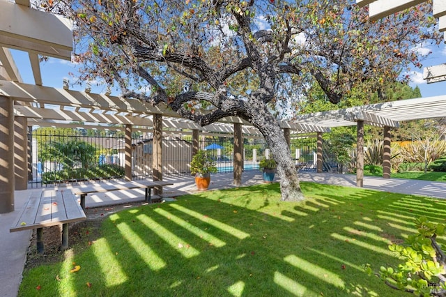 view of yard with a pergola