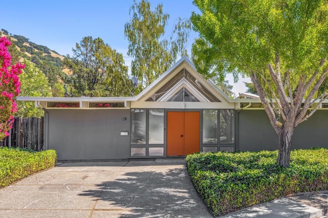 view of mid-century inspired home