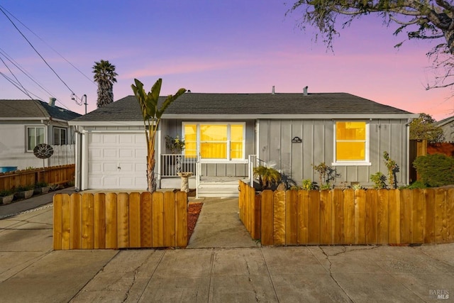 ranch-style home with a garage