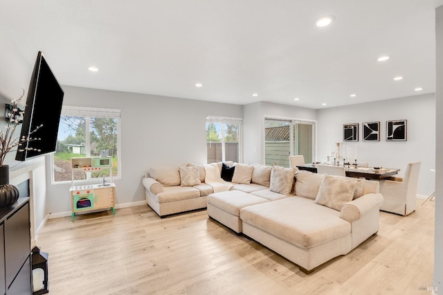 living room featuring light hardwood / wood-style floors