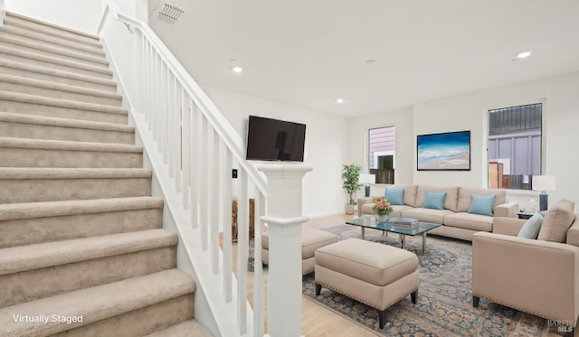 living room featuring hardwood / wood-style flooring