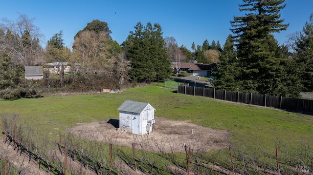 view of yard with a storage unit